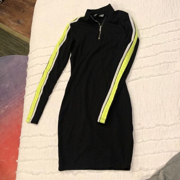 Divided H&M long sleeve neon arm stripe color block body hugging hotness - Picture 4 of 5